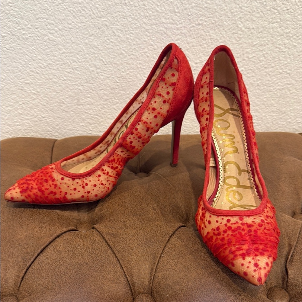 Sam Edelman Orange Mesh Pumps